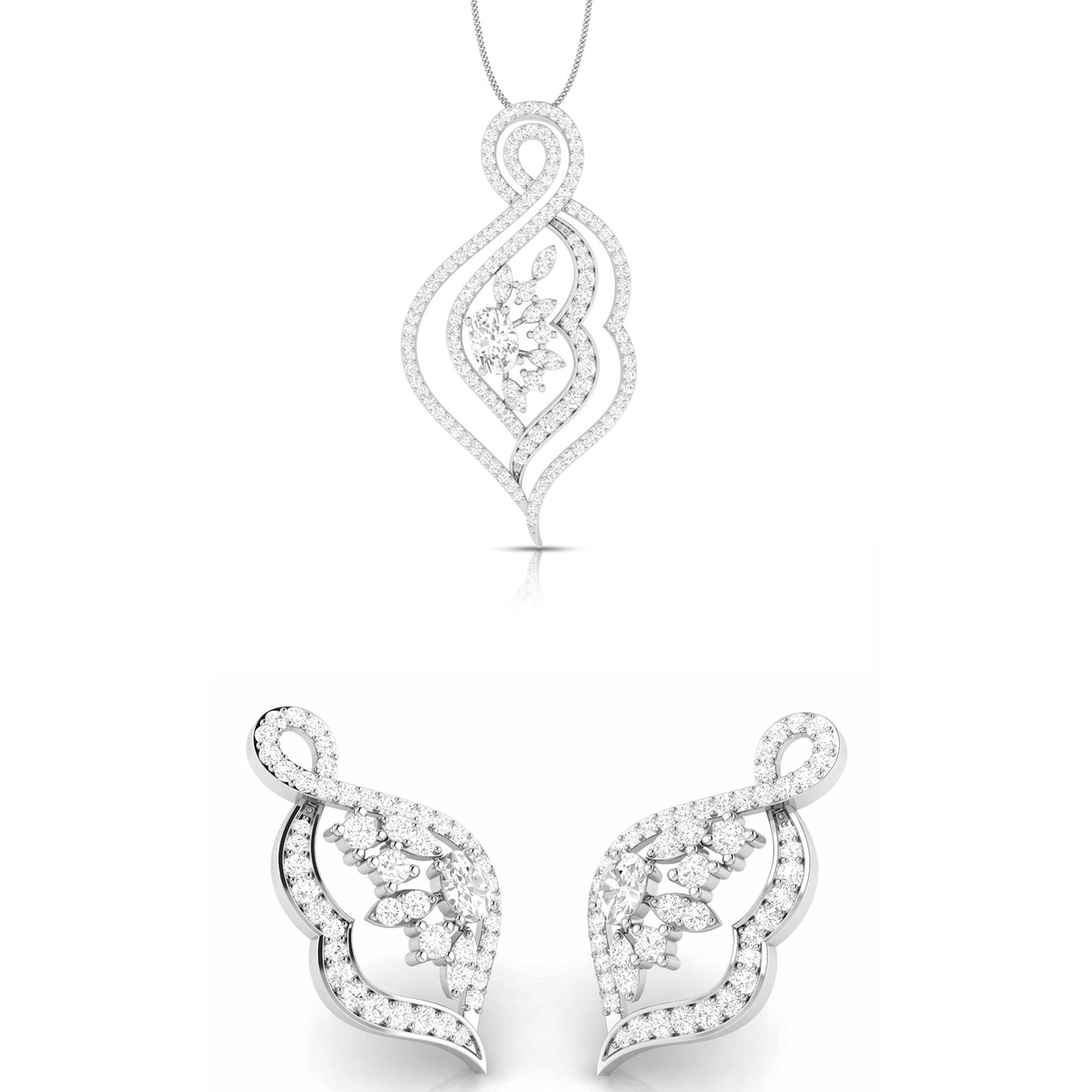 Jewelove™ Pendants & Earrings Pendant Set Designer Platinum Diamond Pendant Set JL PT P NL 8479