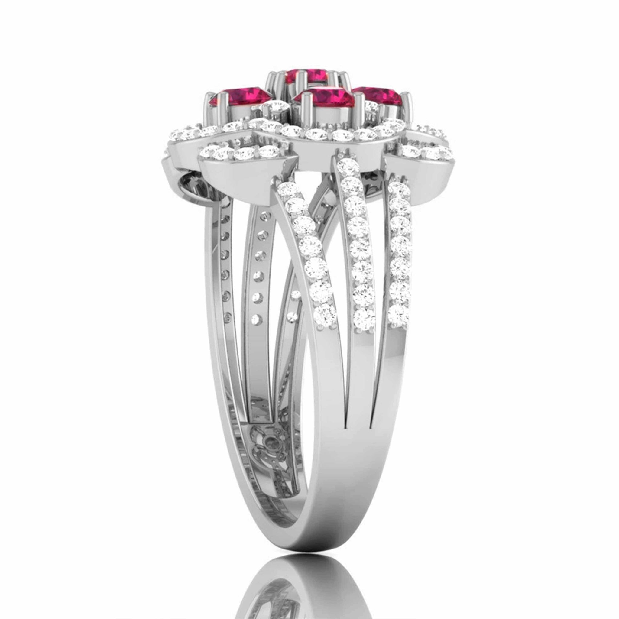 Jewelove™ Rings Designer Platinum Diamond Ruby Engagement Ring JL PT R8116