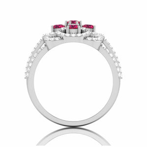 Jewelove™ Rings Designer Platinum Diamond Ruby Engagement Ring JL PT R8116