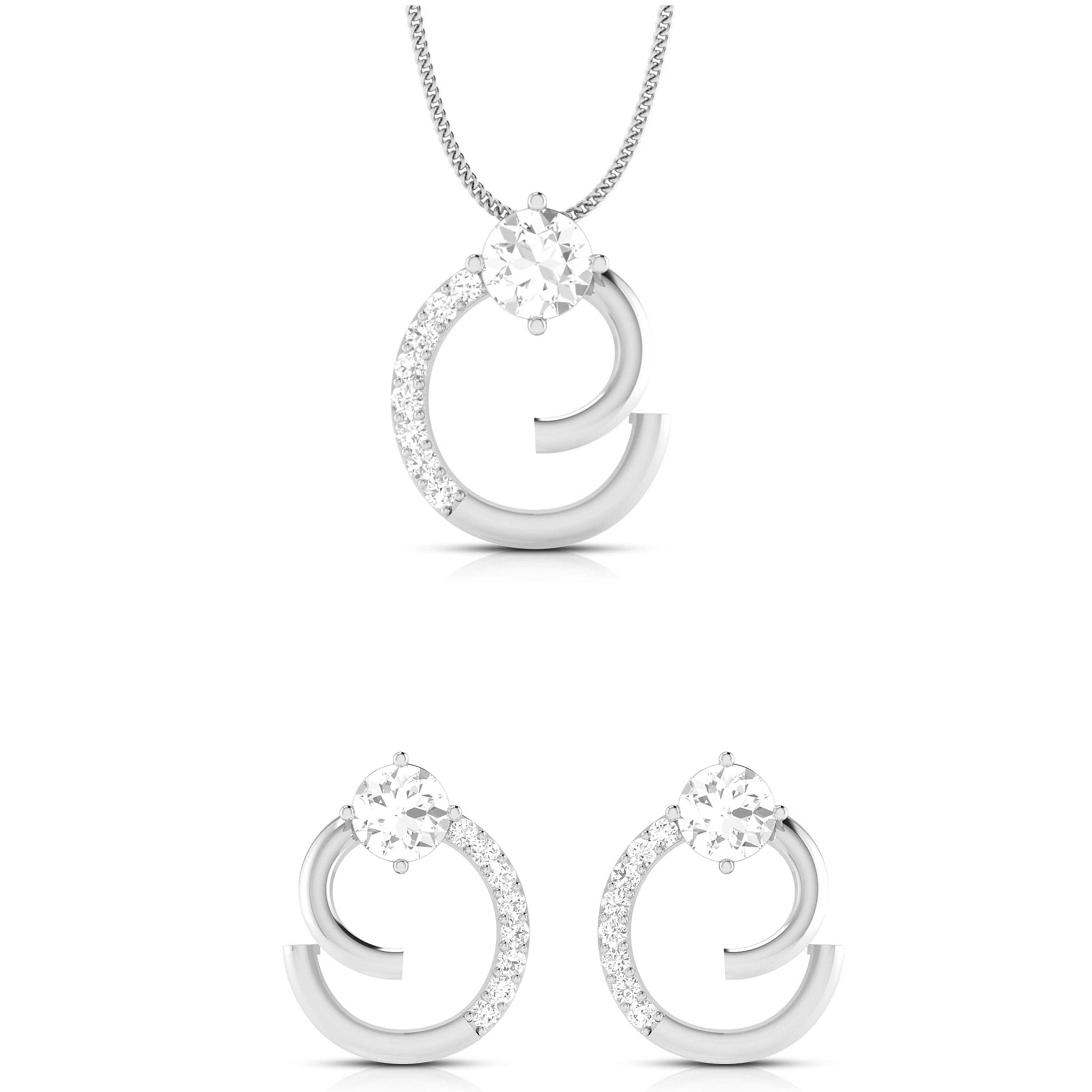 Jewelove™ Pendants & Earrings Pendant Set Designer Platinum Diamond Solitaire Pendant Set for Women JL PT PE 82C