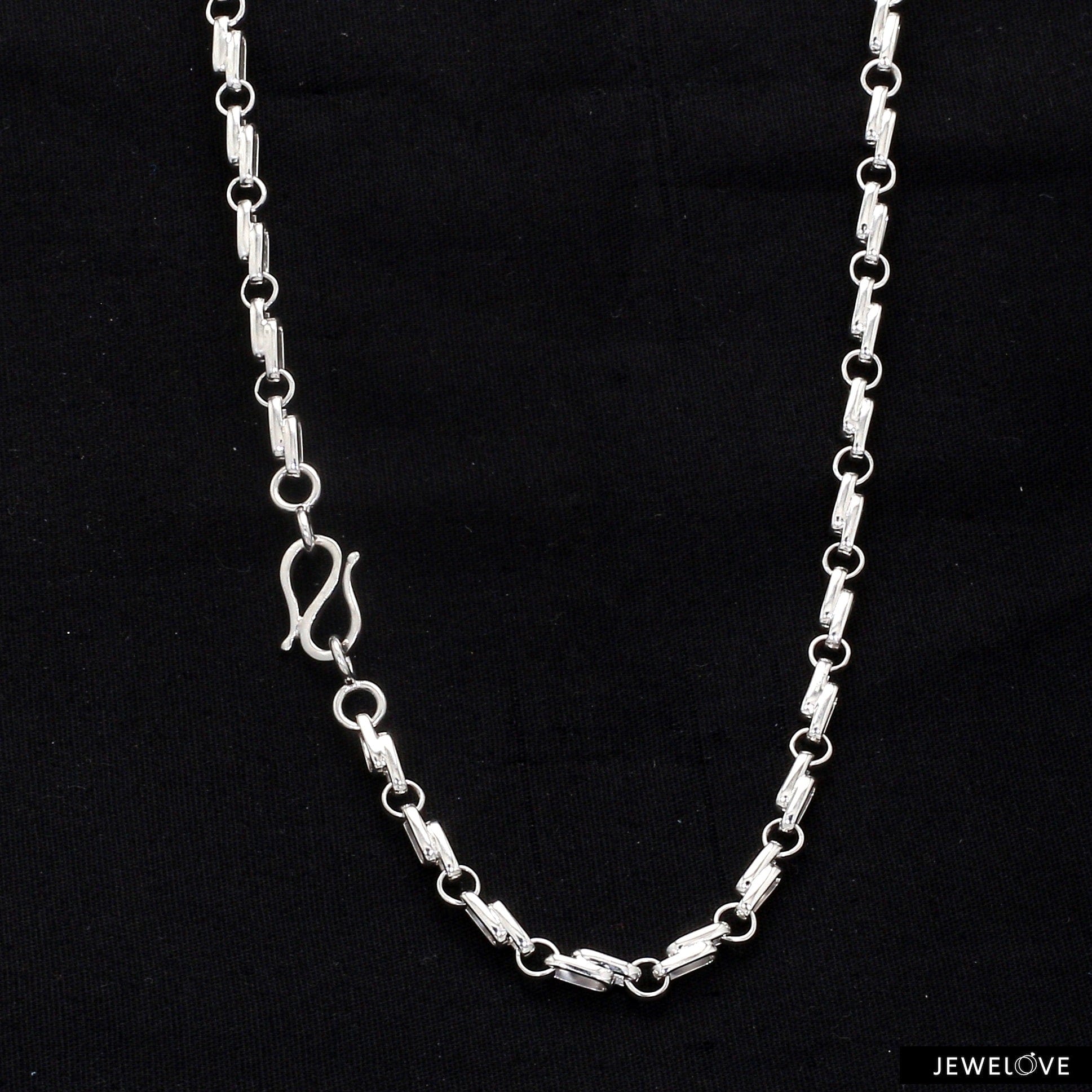 Jewelove™ Chains Designer Platinum Double Links with Round Links Chain for Men JL PT CH 1177