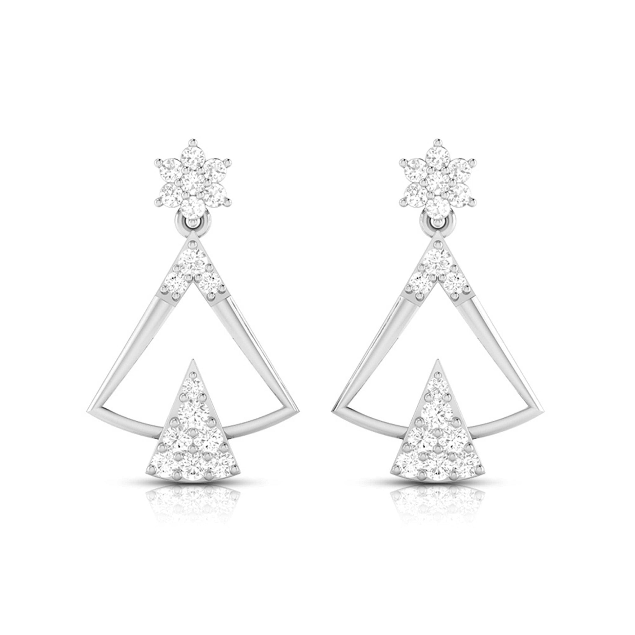 Jewelove™ Earrings SI IJ Designer Platinum Earrings with Diamonds for Women JL PT E N-16