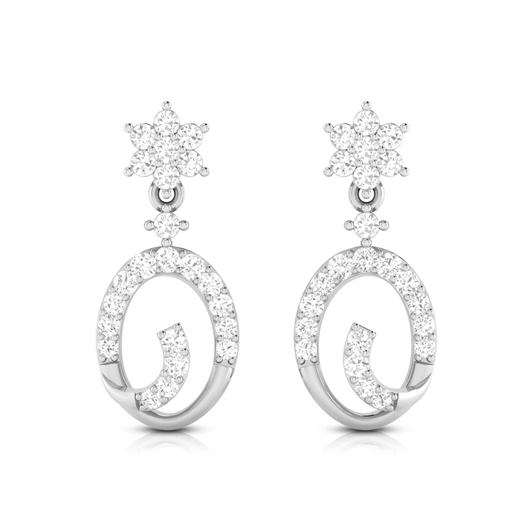 Jewelove™ Earrings SI IJ Designer Platinum Earrings with Diamonds for Women JL PT E N-29