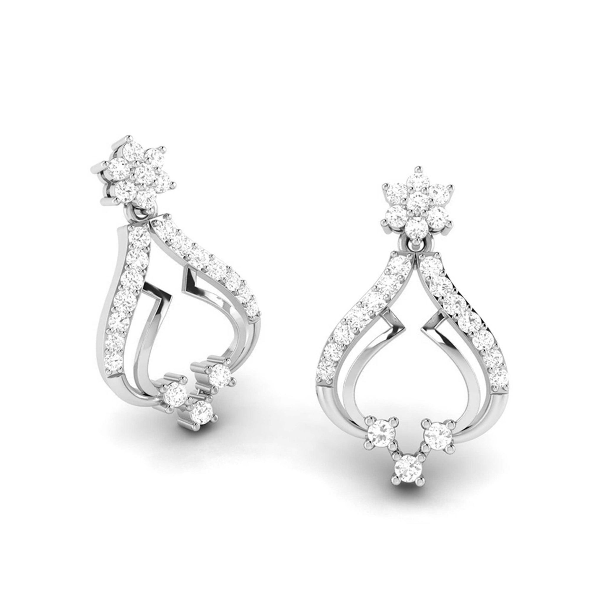 Jewelove™ Earrings Designer Platinum Earrings with Diamonds for Women JL PT E N-3