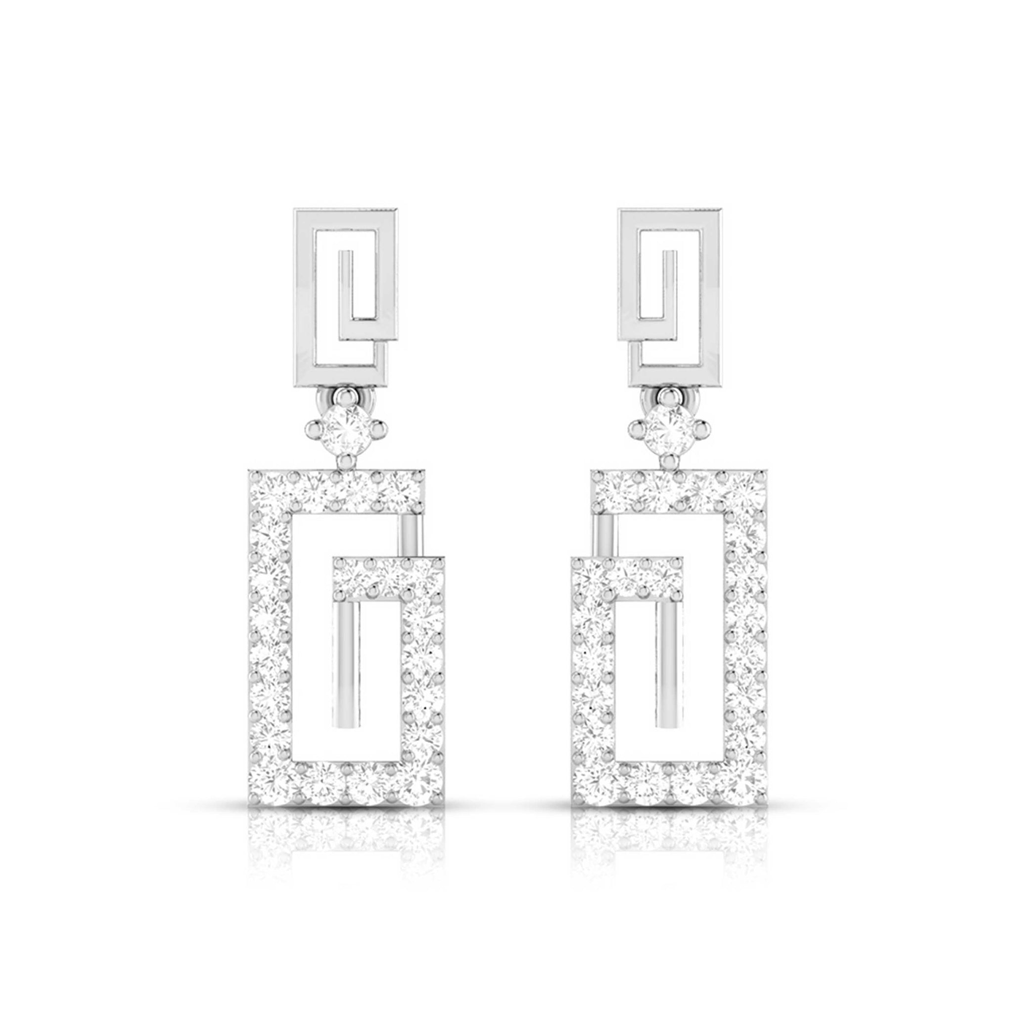 Jewelove™ Earrings SI IJ Designer Platinum Earrings with Diamonds for Women JL PT E N-31