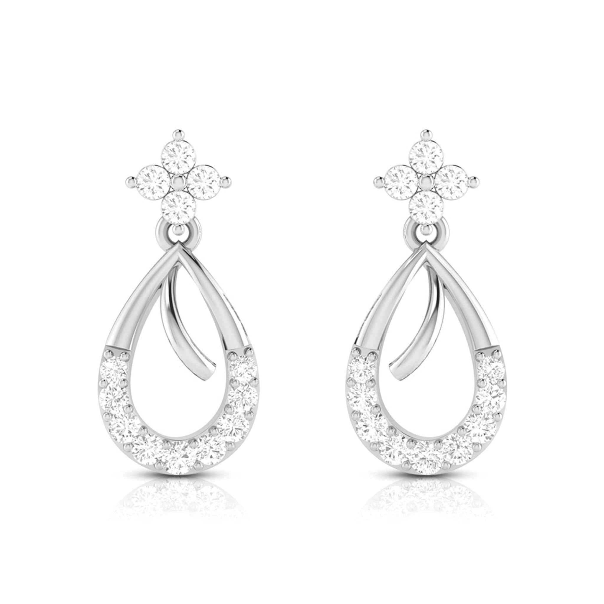 Jewelove™ Earrings SI IJ Designer Platinum Earrings with Diamonds for Women JL PT E N-41