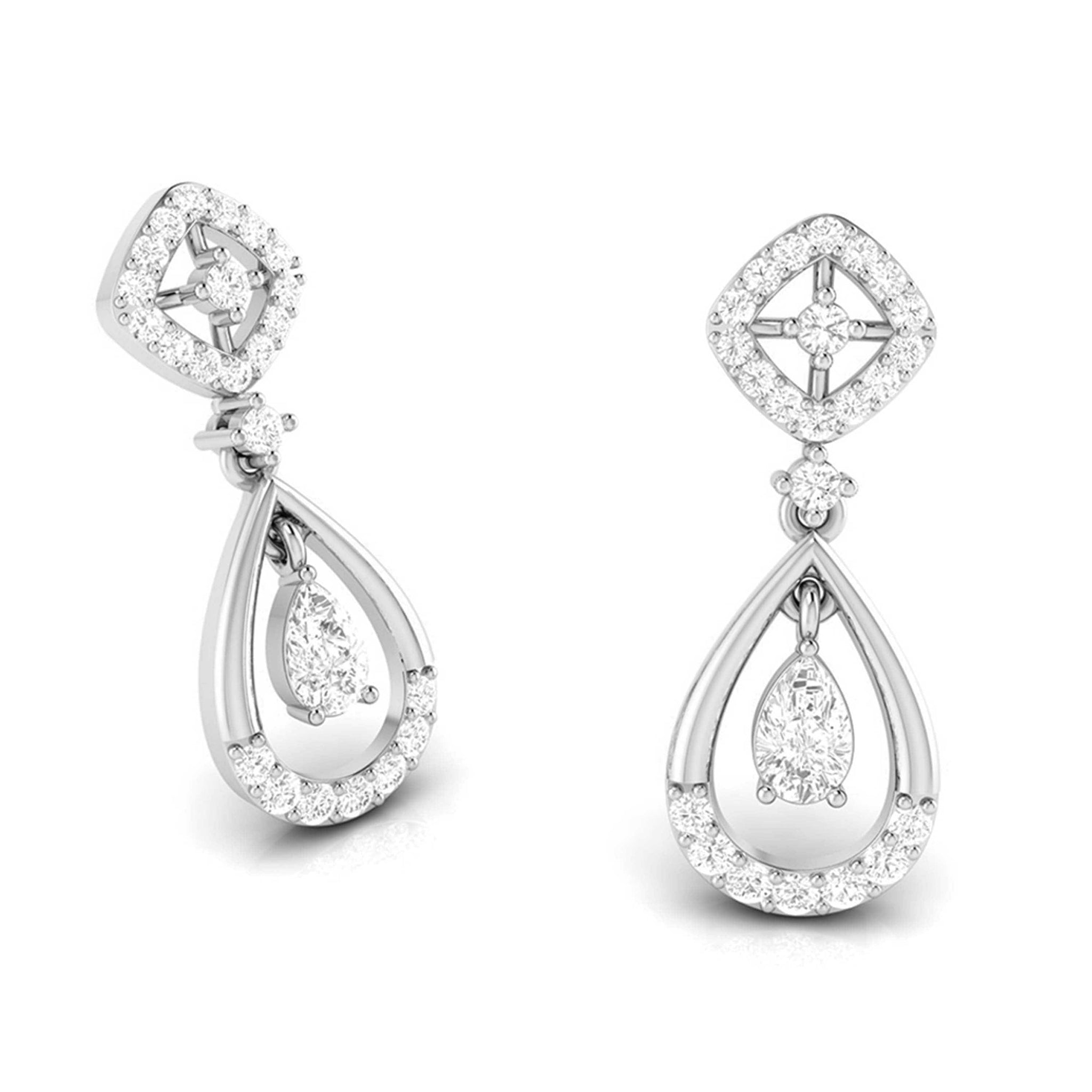 Jewelove™ Earrings Designer Platinum Earrings with Diamonds for Women JL PT E N-44