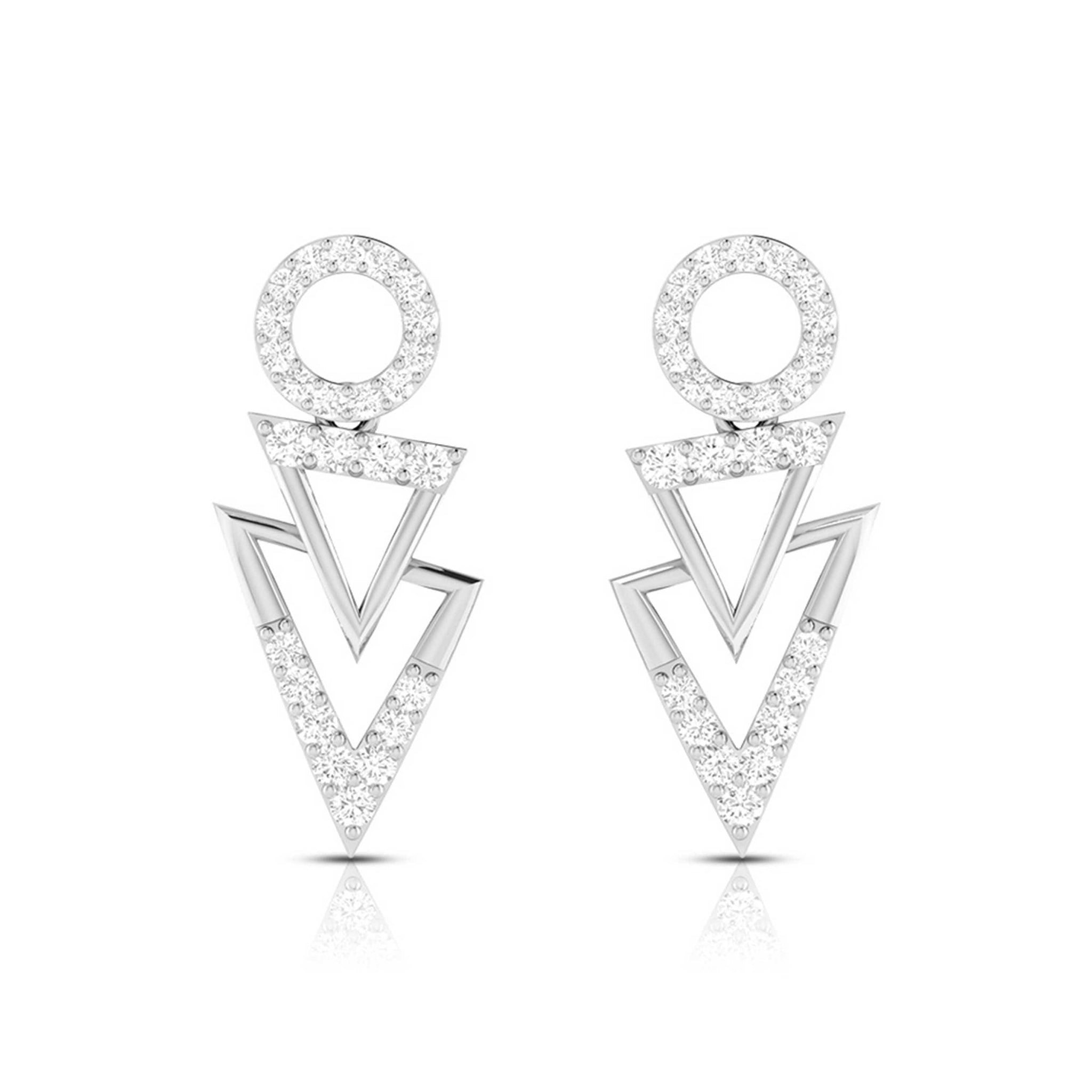 Jewelove™ Earrings SI IJ Designer Platinum Earrings with Diamonds for Women JL PT E N-46