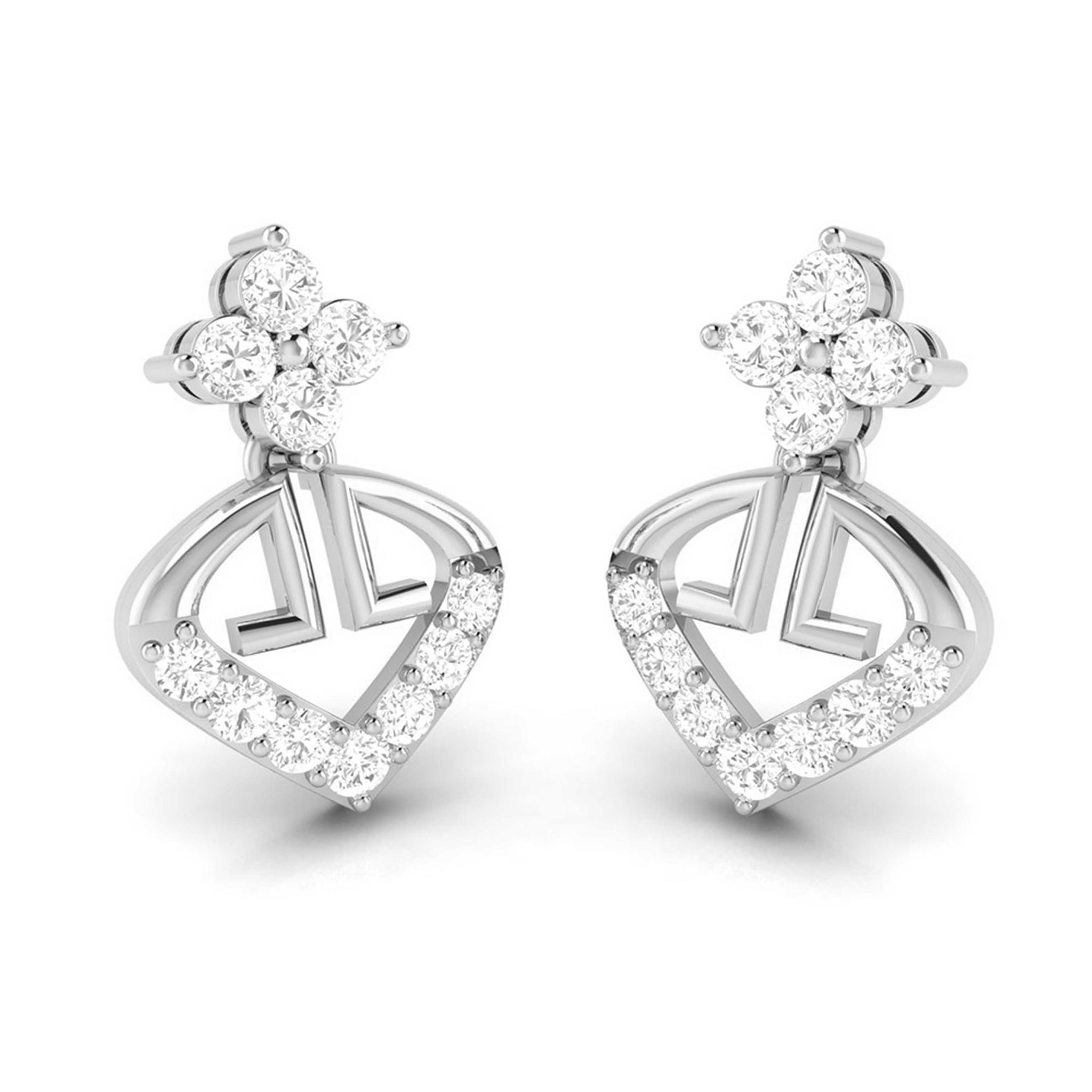 Jewelove™ Earrings Designer Platinum Earrings with Diamonds for Women JL PT E N-48