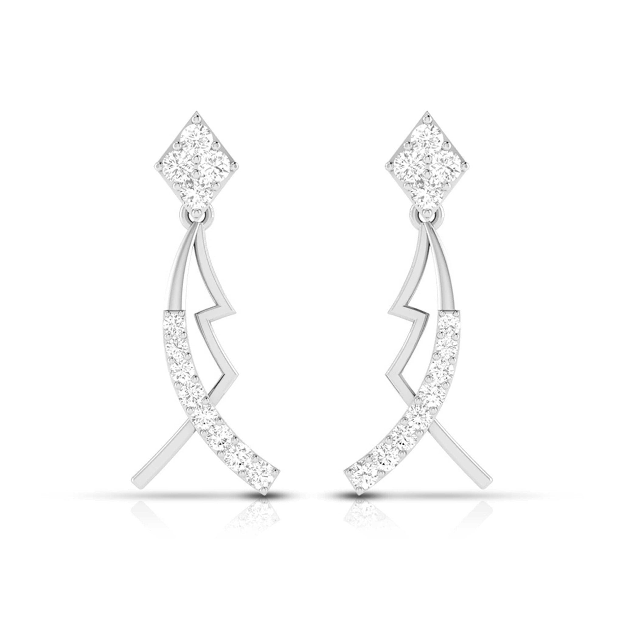 Jewelove™ Earrings SI IJ Designer Platinum Earrings with Diamonds for Women JL PT E N-49