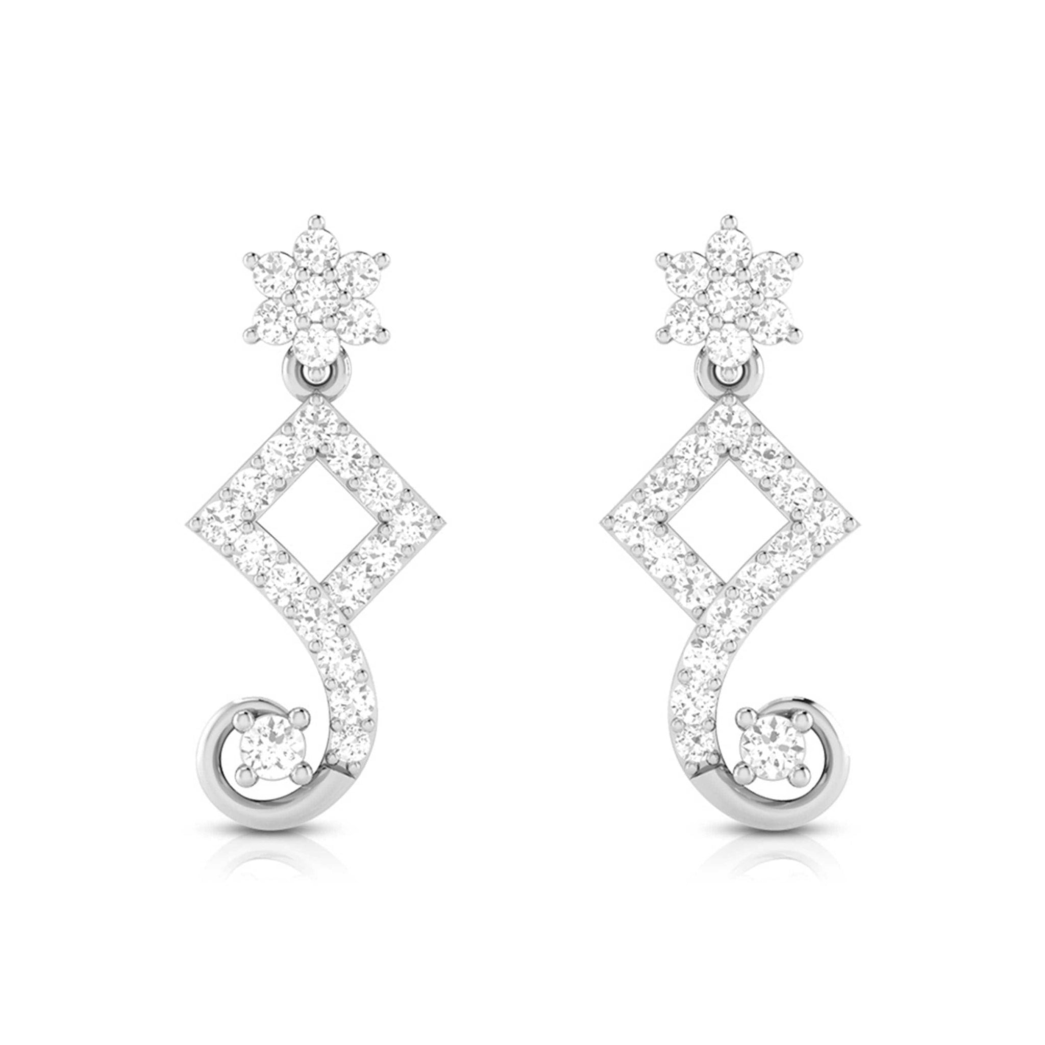 Jewelove™ Earrings SI IJ Designer Platinum Earrings with Diamonds for Women JL PT E N-7