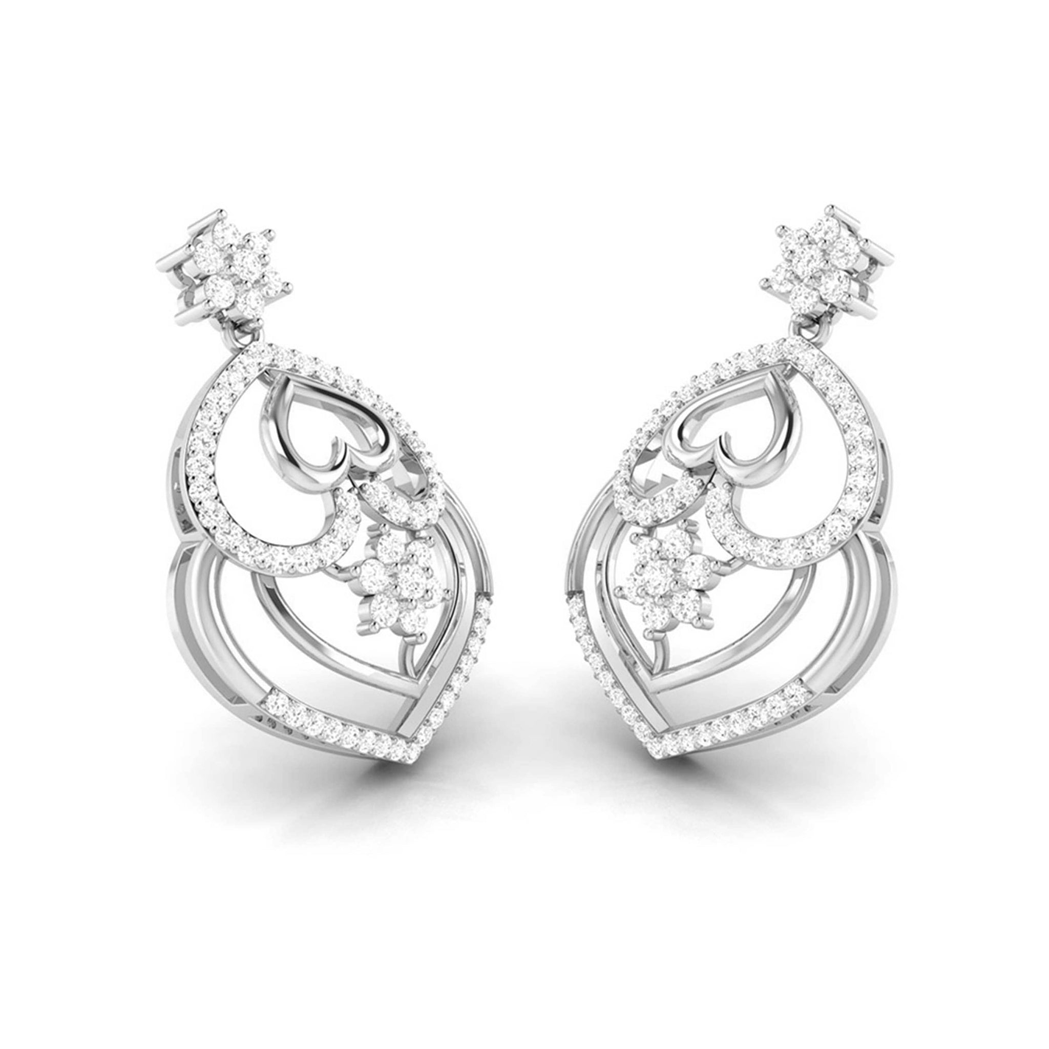 Jewelove™ Earrings Designer Platinum Earrings with Diamonds for Women JL PT E NK-53