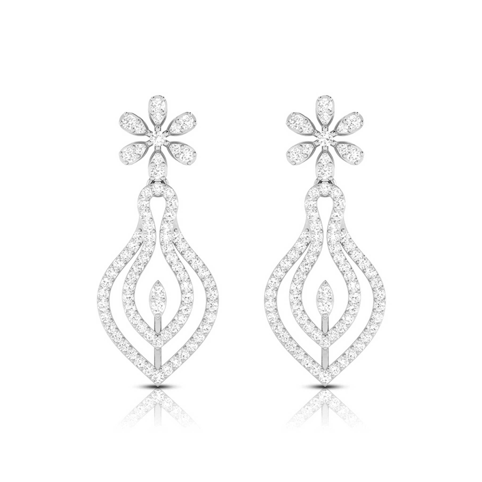 Jewelove™ Earrings SI IJ Designer Platinum Earrings with Diamonds for Women JL PT E NK-62