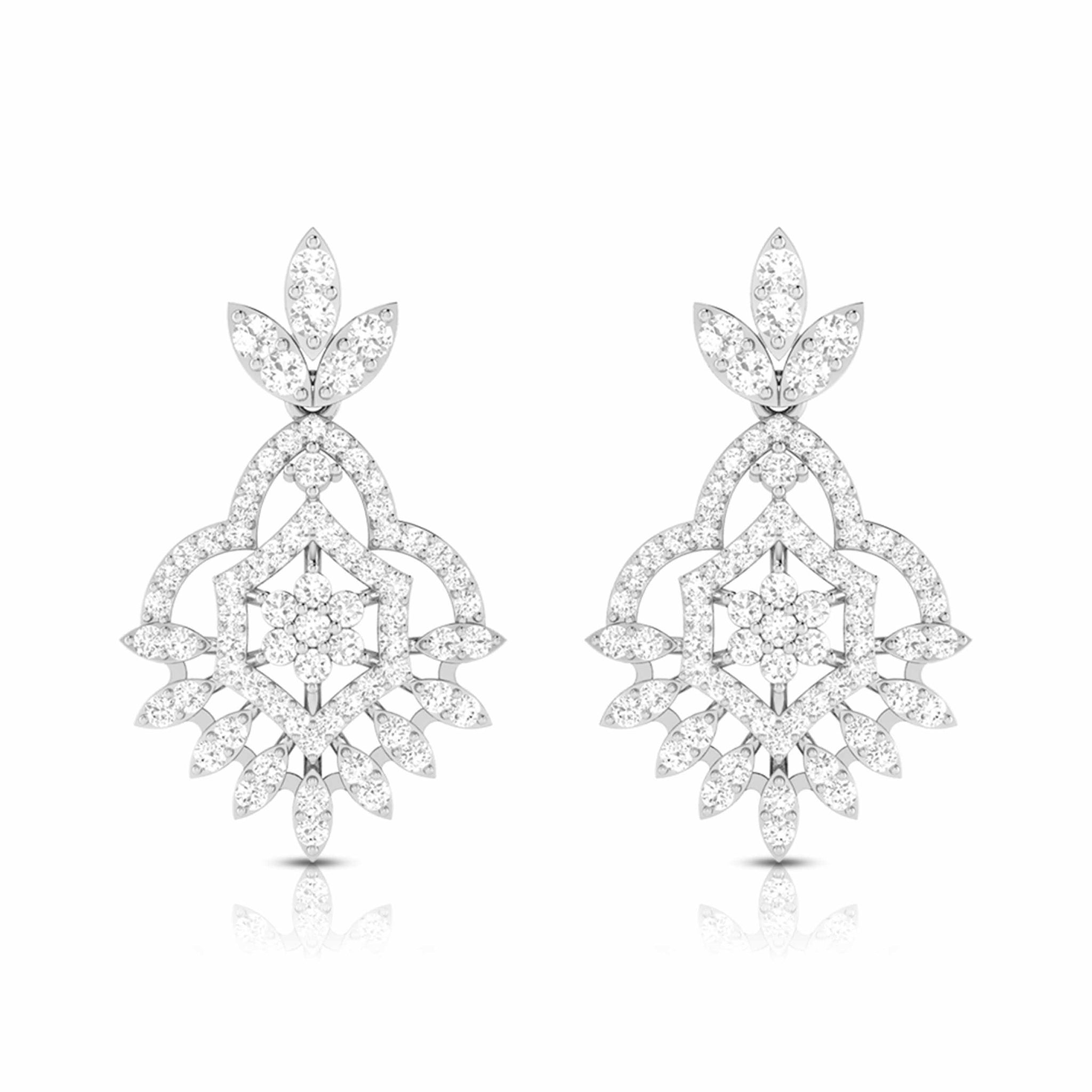 Jewelove™ Earrings SI IJ Designer Platinum Earrings with Diamonds JL PT E NK-68