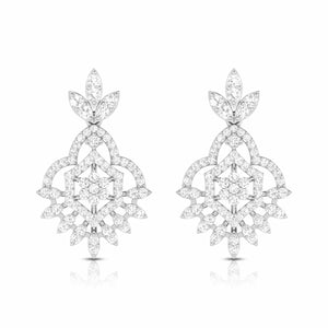 Jewelove™ Earrings SI IJ Designer Platinum Earrings with Diamonds JL PT E NK-68