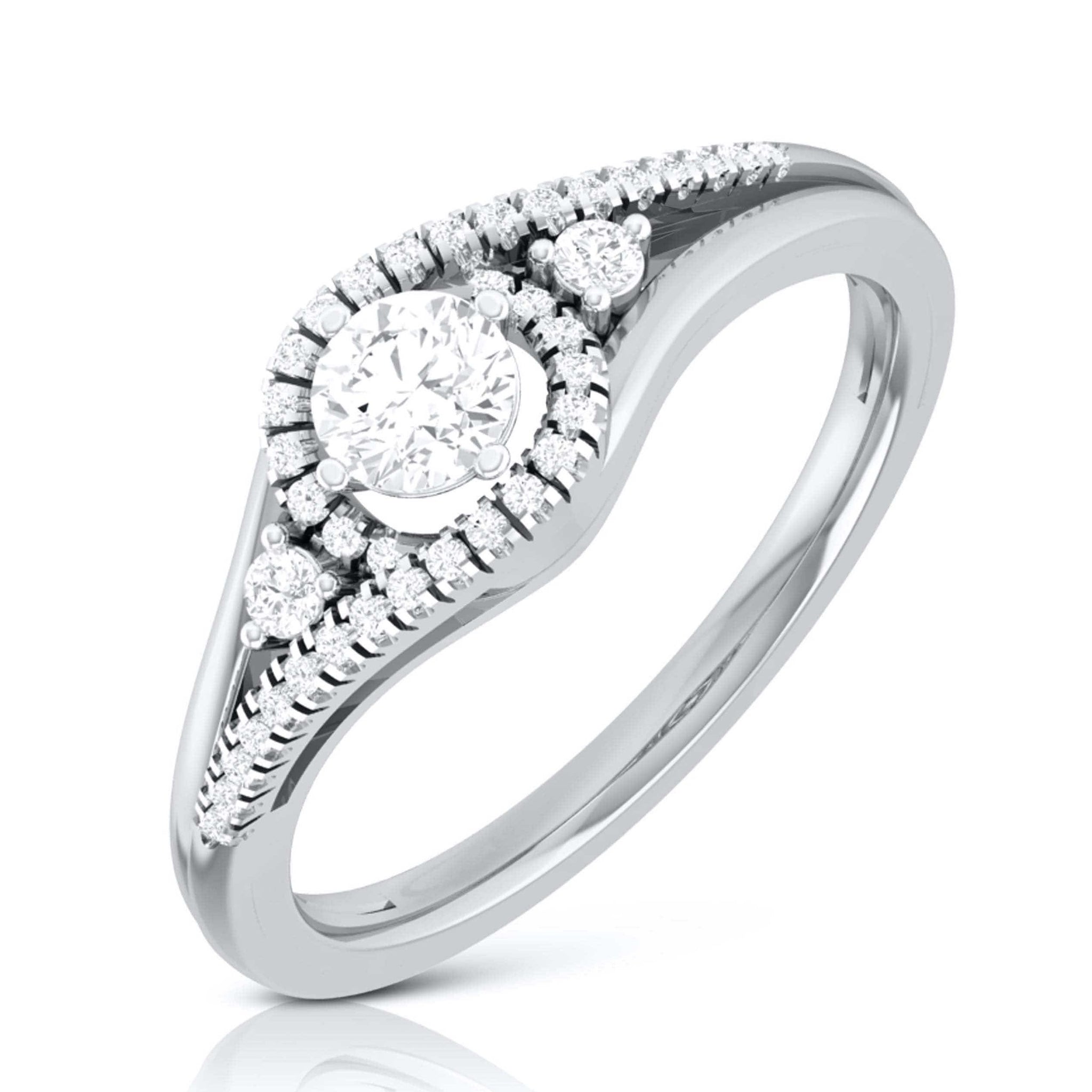 Jewelove™ Rings J VS / Women's Band only Designer Platinum Halo-Style Solitaire Engagement Ring JL PT R-13