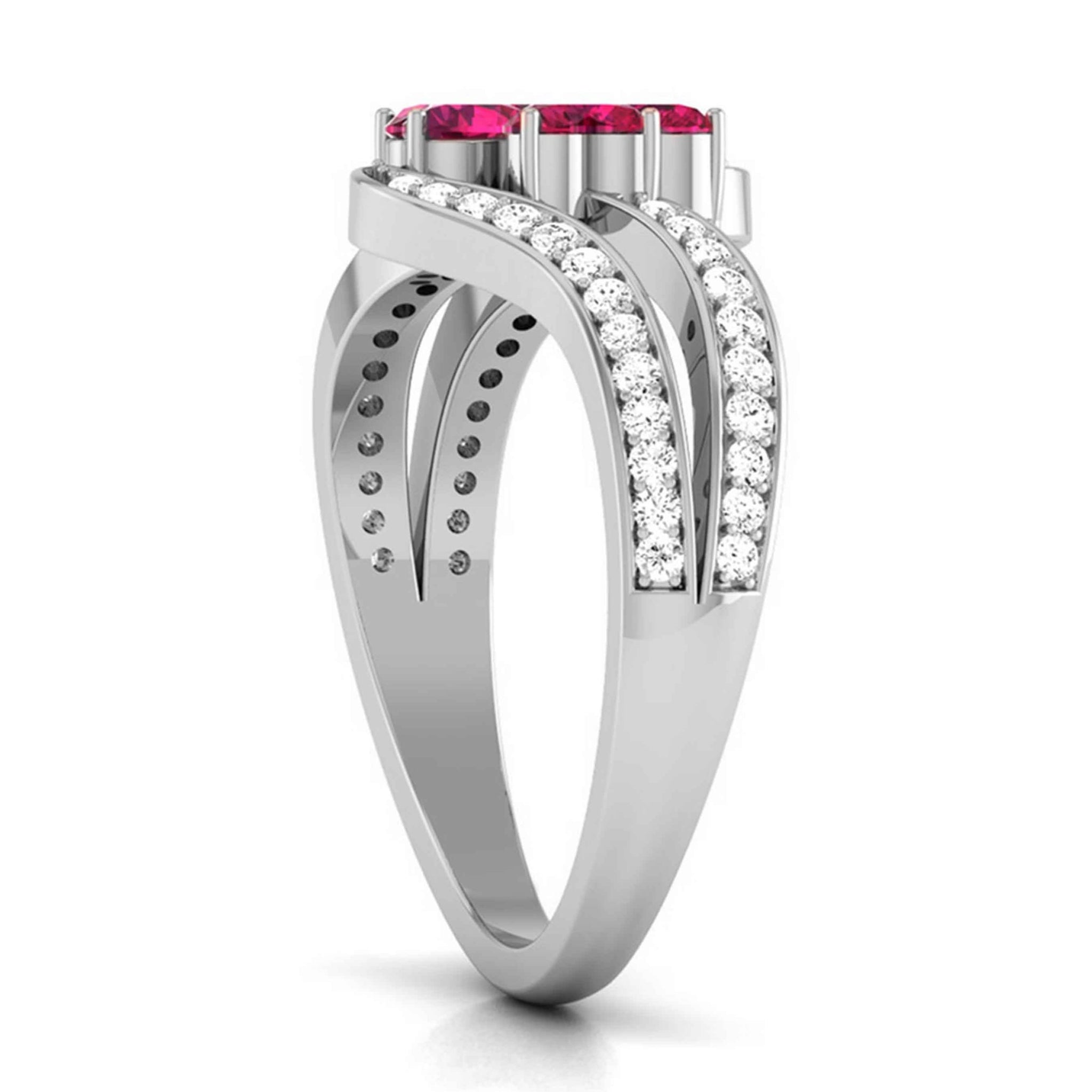 Jewelove™ Rings Designer Platinum Hear Ruby Diamond Ring for Women JL PT R8190