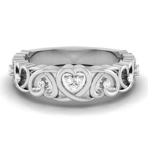 Jewelove™ Rings Designer Platinum Heart Diamond Ring for Women JL PT R 8181