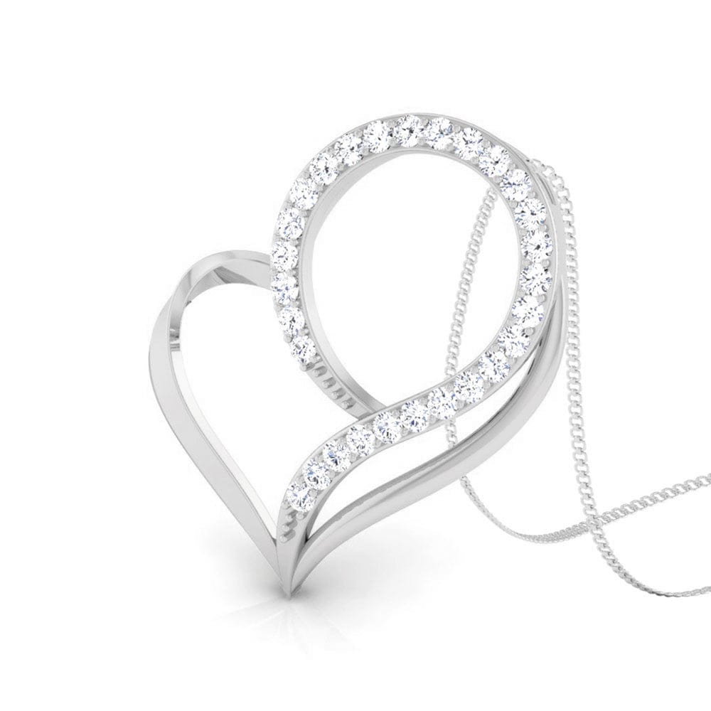 Perspective View of Platinum Love Pendant with Diamonds JL PT P 8095