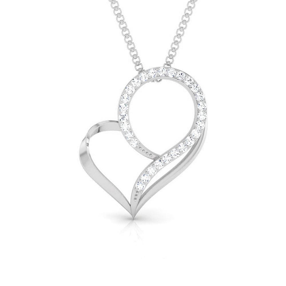 Front View of Platinum Love Pendant with Diamonds JL PT P 8095