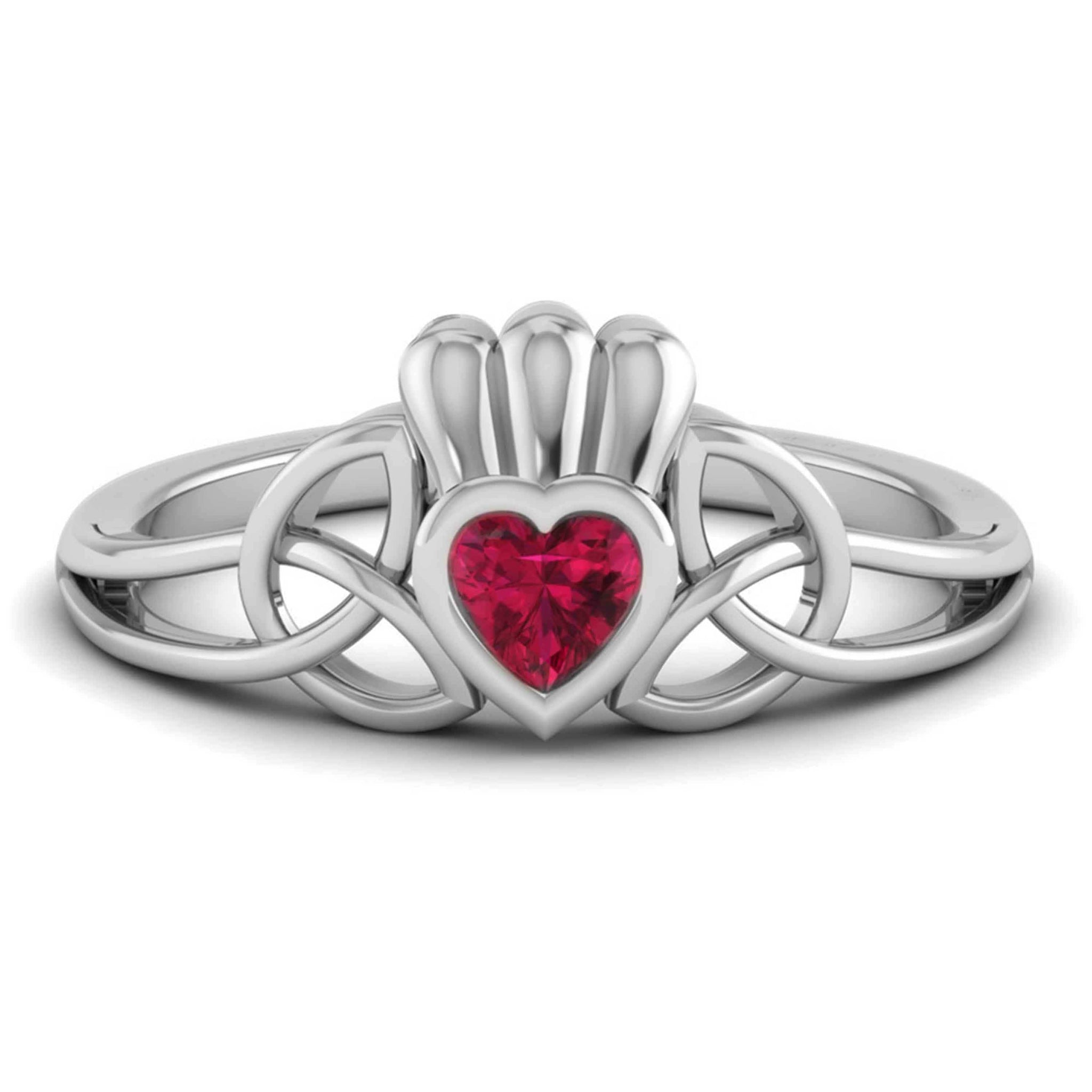 Jewelove™ Rings Women's Band only Designer Platinum Heart Ruby Ring for Women JL PT R8206