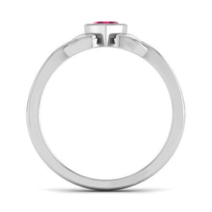 Jewelove™ Rings Women's Band only Designer Platinum Heart Ruby Ring for Women JL PT R8206