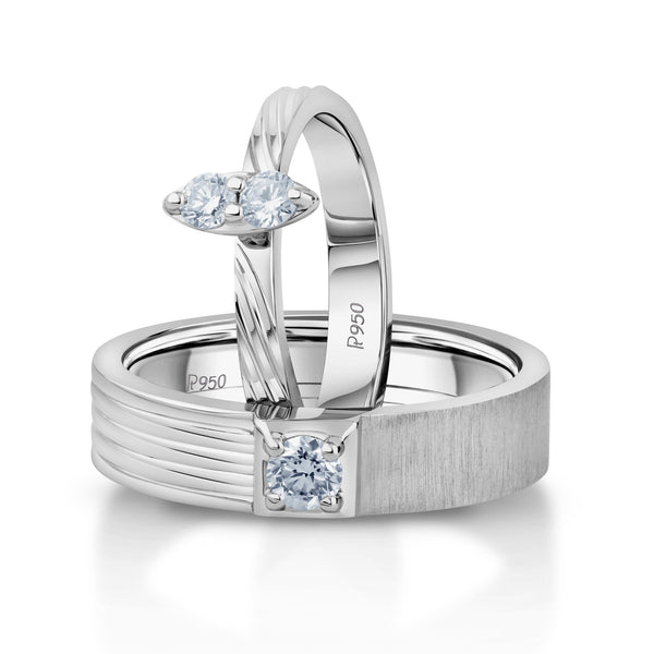 Designer Triple Heart Platinum Ring Multicolor Gold With Diamonds