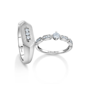 Jewelove™ Rings Designer Platinum Love Bands with Diamonds JL PT 1062