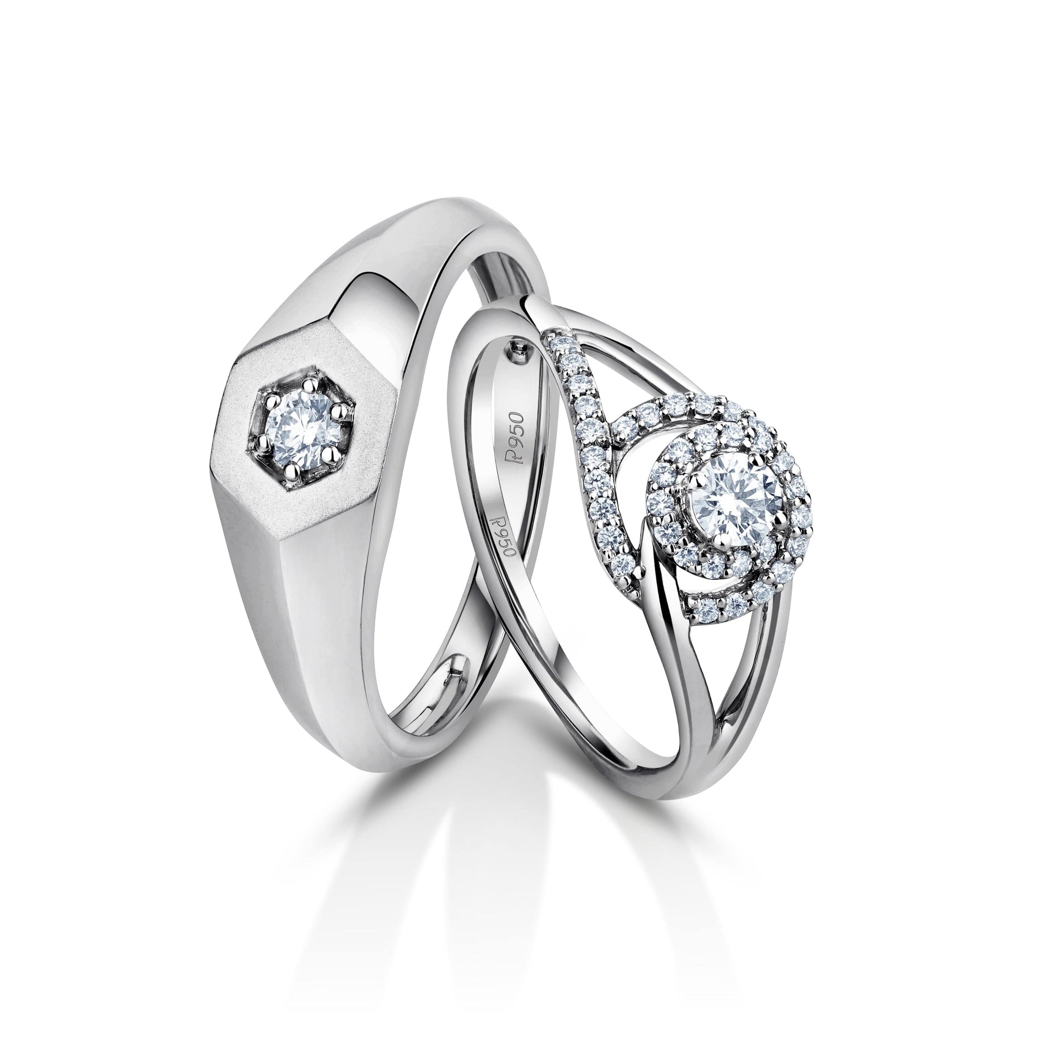 Jewelove™ Rings Designer Platinum Love Bands with Diamonds JL PT 1063