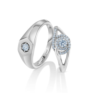 Jewelove™ Rings Designer Platinum Love Bands with Diamonds JL PT 1063