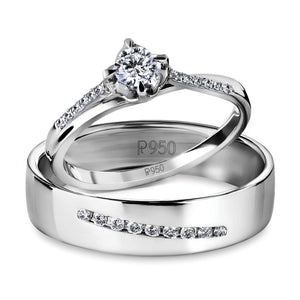 Jewelove™ Rings Both / SI IJ Designer Platinum Love Bands with Diamonds JL PT 597