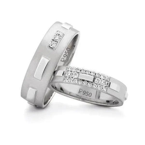 Jewelove™ Rings Designer Platinum Love Bands with Diamonds SJ PTO 121