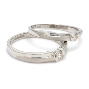 Jewelove™ Rings Designer Platinum Love Bands with Single Diamonds SJ PTO 158