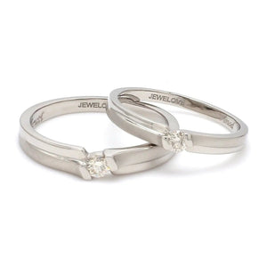 Jewelove™ Rings Designer Platinum Love Bands with Single Diamonds SJ PTO 158