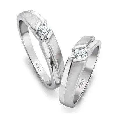 Jewelove™ Rings Both / SI IJ Designer Platinum Love Bands with Single Diamonds SJ PTO 158