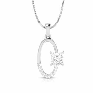 Jewelove™ Pendants & Earrings Pendant only Designer Platinum Princes Cut Solitaire Pendant Set for Women JL PT PE 82F