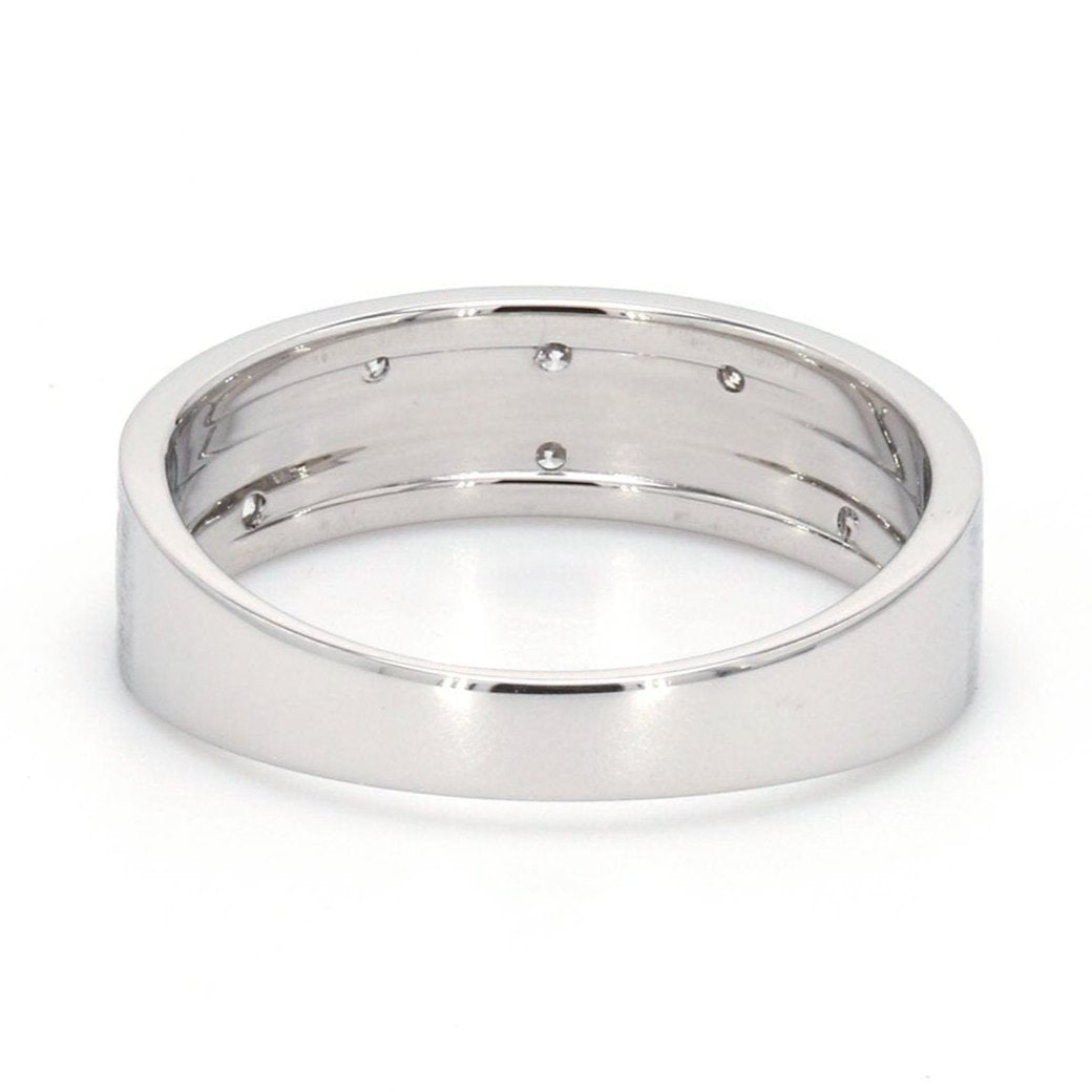 BACK View of Designer Platinum Ring with Grooves & Diamonds for Women JL PT 570