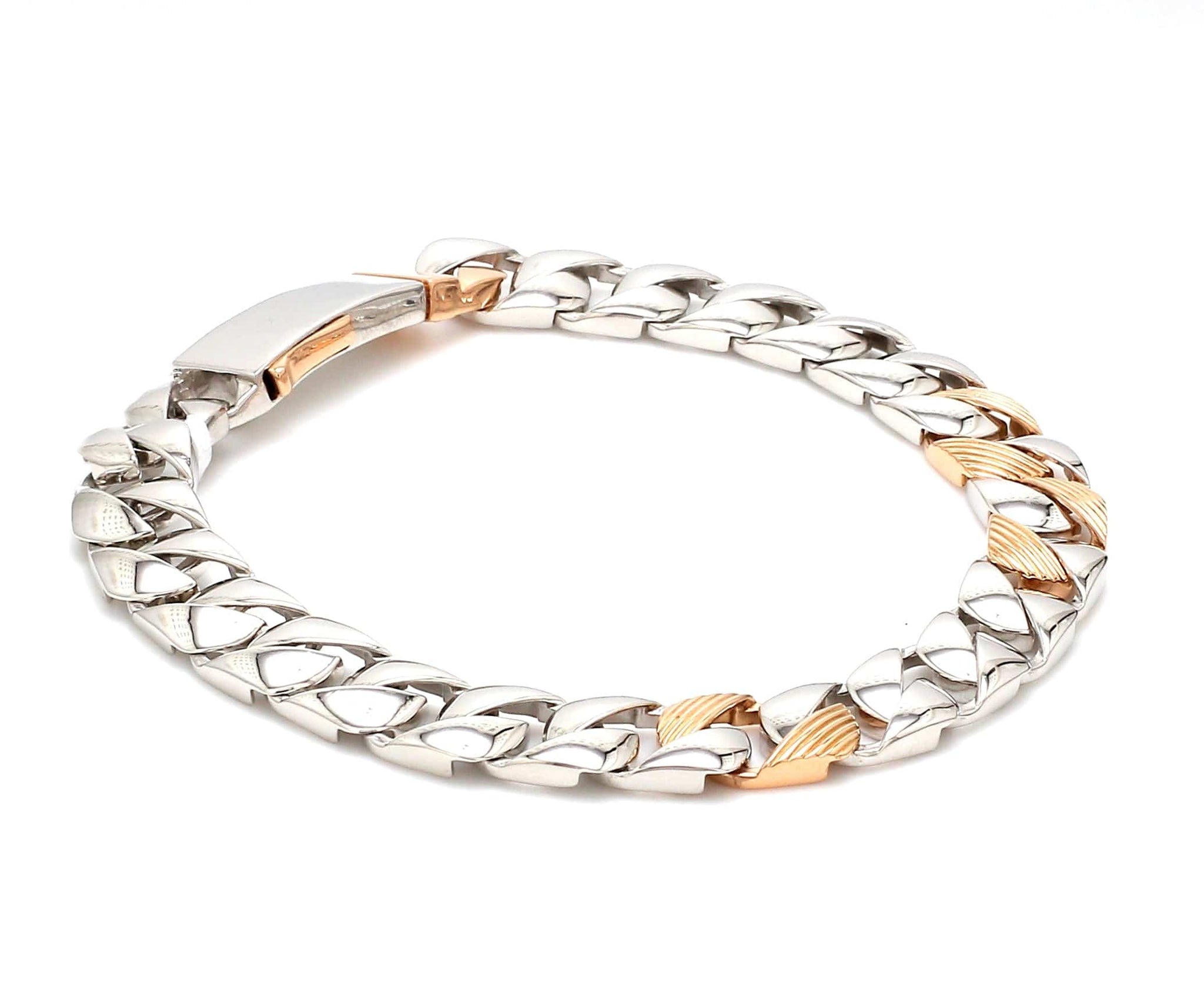 Jewelove™ Bangles & Bracelets Designer Platinum & Rose Gold Bracelet for Men JL PTB 752