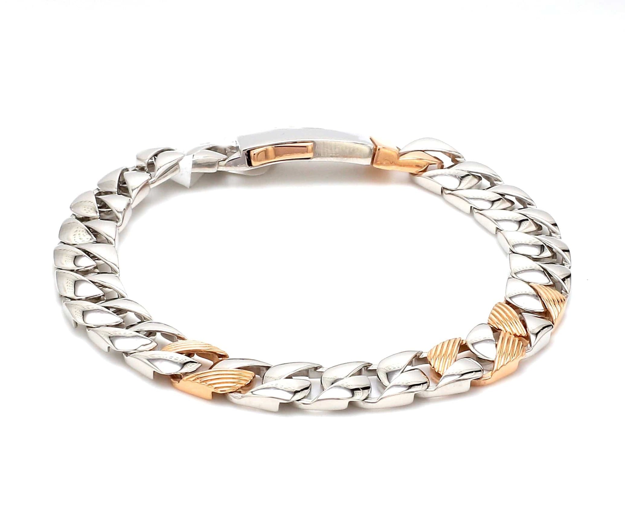 Jewelove™ Bangles & Bracelets Designer Platinum & Rose Gold Bracelet for Men JL PTB 752