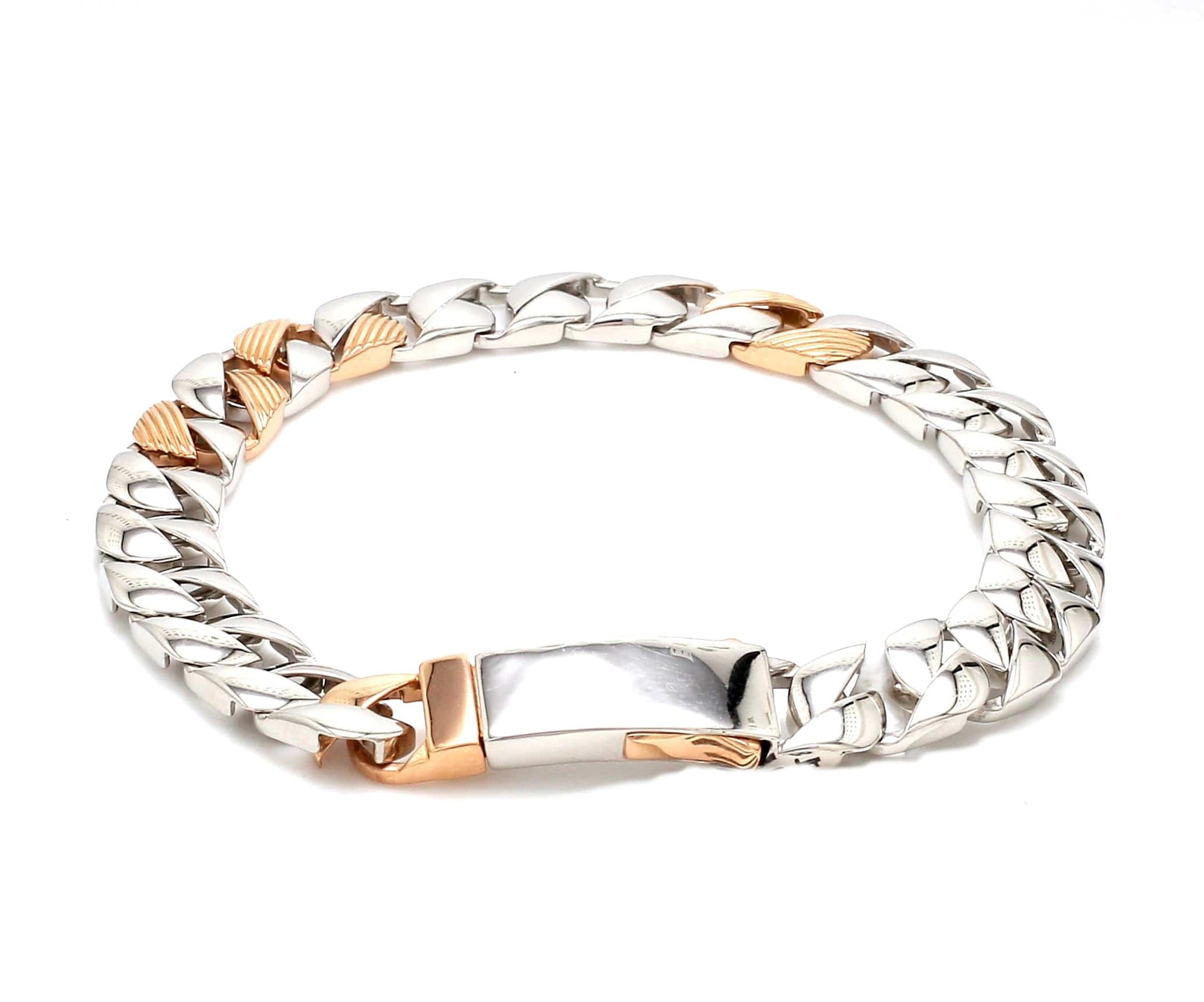 Jewelove™ Bangles & Bracelets Designer Platinum & Rose Gold Bracelet for Men JL PTB 752