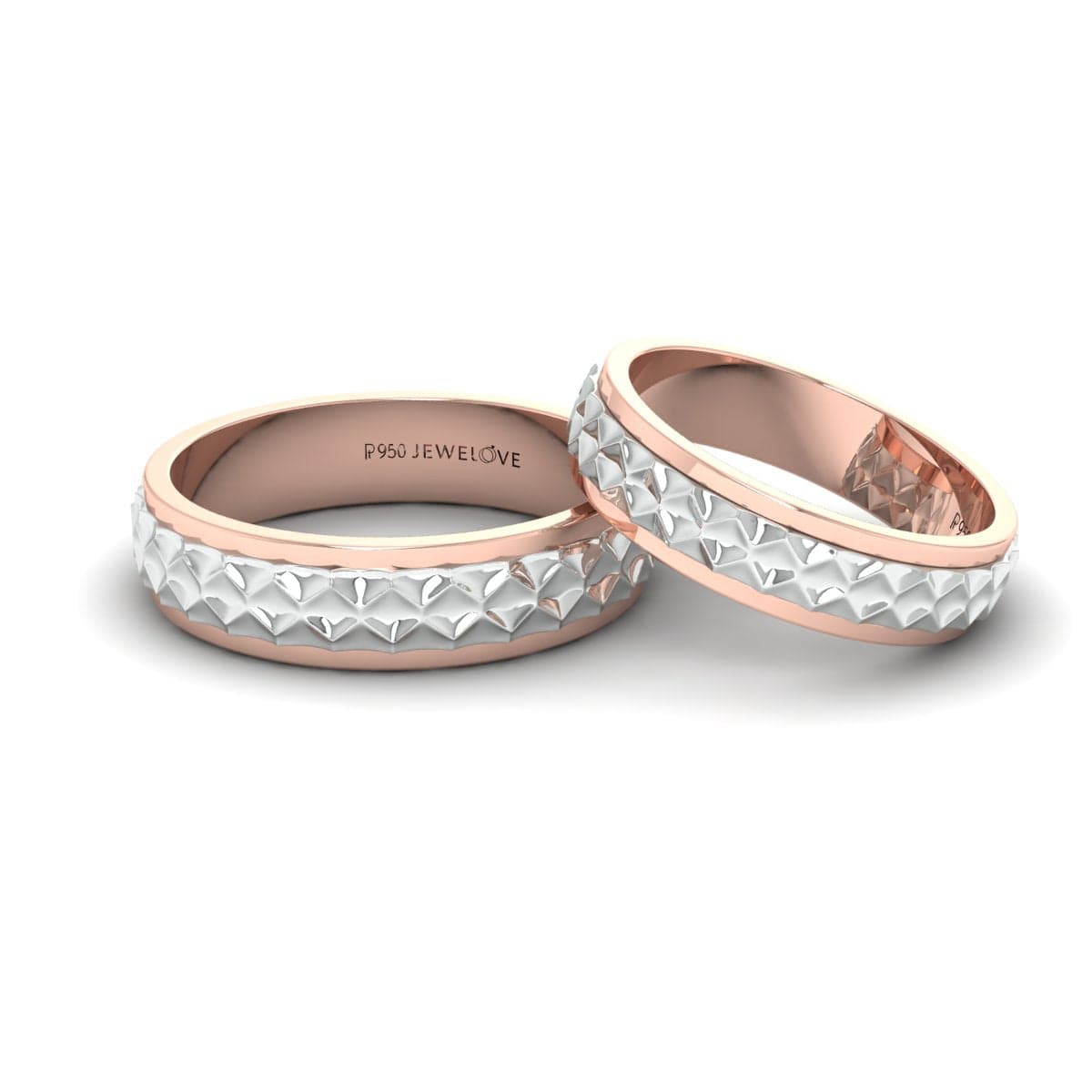 Jewelove™ Rings Designer Platinum & Rose Gold Couple Rings JL PT 1113