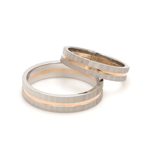 Jewelove™ Rings Designer Platinum & Rose Gold Couple Rings with a Groove JL PT 1128