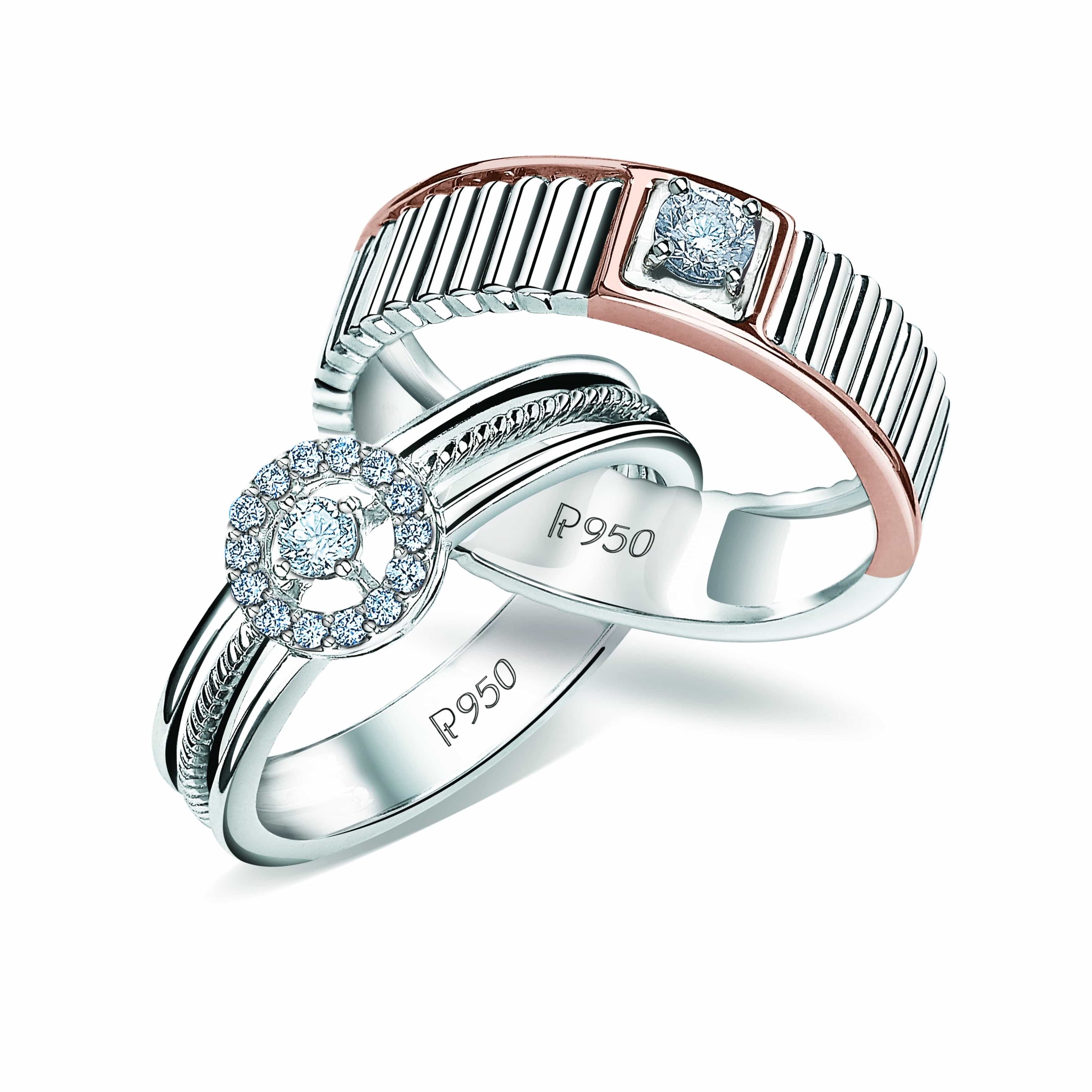 Chess Couple Rings in Platinum & Rose Gold with Single Diamonds JL PT –