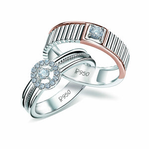 Jewelove™ Rings SI IJ / Both Designer Platinum & Rose Gold Couple Rings with Diamonds JL PT 937