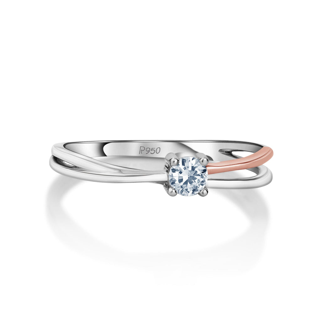 Designer Triple Heart Platinum Ring Multicolor Gold With Diamonds