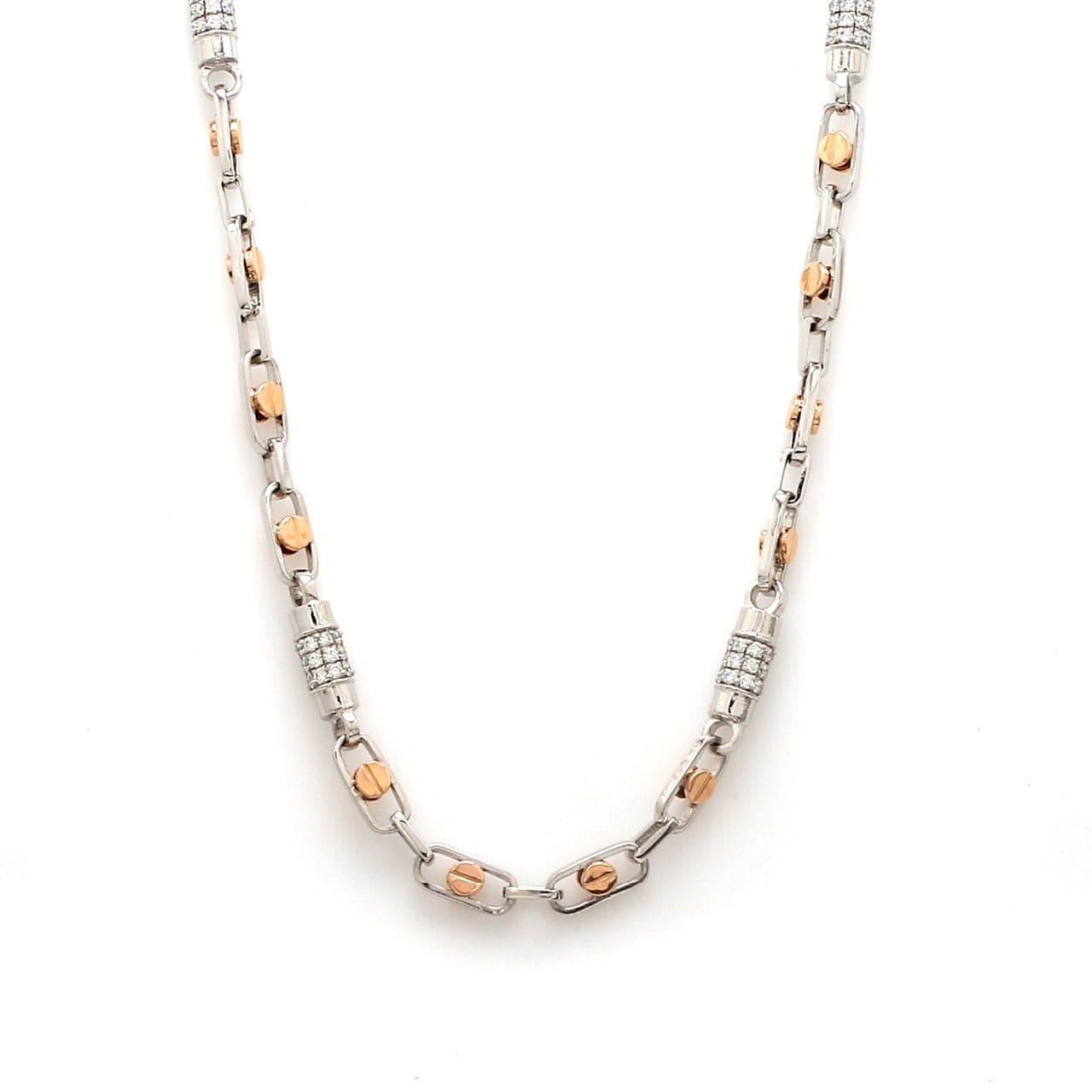 Jewelove™ Chains Designer Platinum & Rose Gold with Diamond Chain for Men JL PT CH 1112