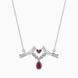 Jewelove™ Pendants SI IJ Designer Platinum Ruby Pendant with Diamond for Women JL PT P 18014