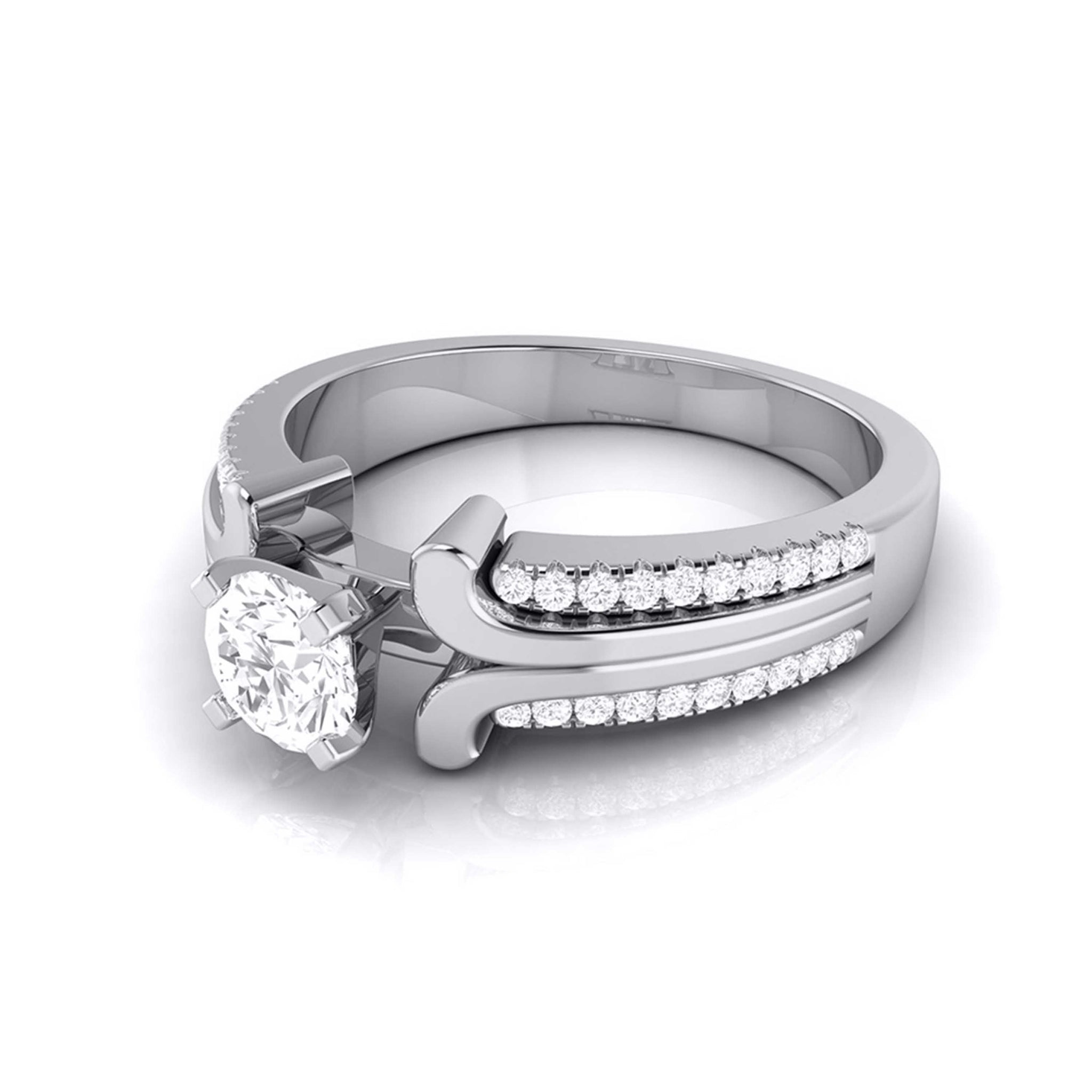 Jewelove™ Rings J VS / Women's Band only Designer Platinum Solitaire Engagement Ring for Women with 2-Row Diamonds Shank JL PT G-116