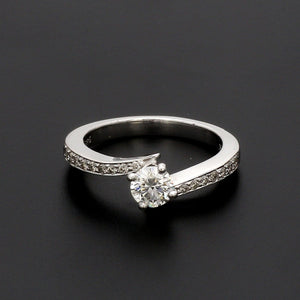 Jewelove™ Rings Designer Platinum Solitaire Engagement Ring with Curvy Shank with Diamonds JL PT 562