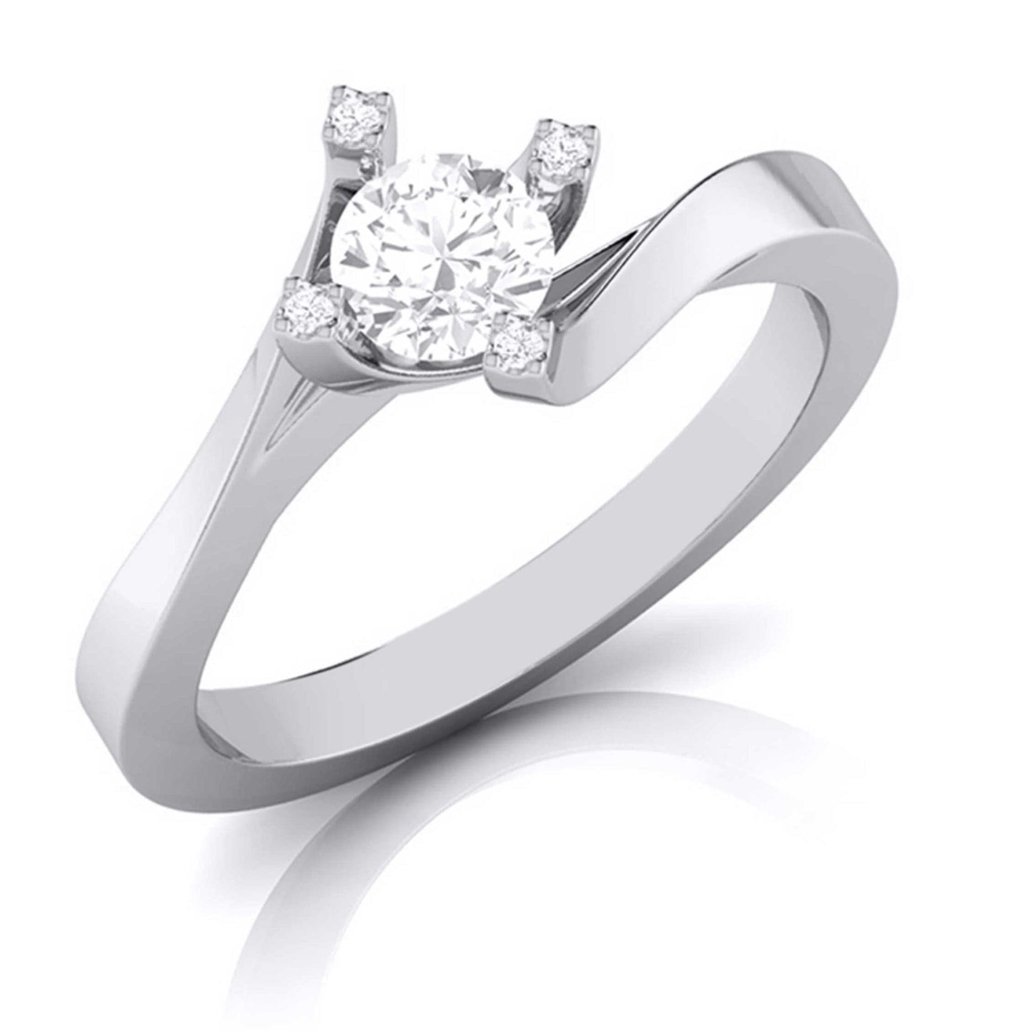 Jewelove™ Rings J VS / Women's Band only Designer Platinum Solitaire Engagement Ring with Diamond Studded Prongs JL PT G-122